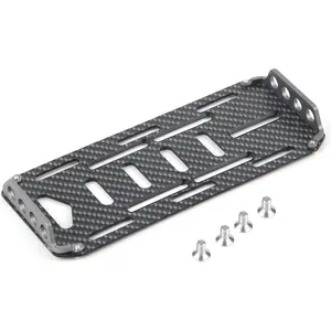 Aluminium Alloy Carbon Fiber Battery Mount Plate for Axial SCX10 CC01 F350 D90 1/10 Scale RC Car (Black)