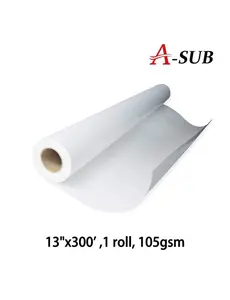 A-SUB Sublimation Paper Roll 105gsm 13 Inch x 300 Feet Quick Drying Compatible with Inkjet Printer