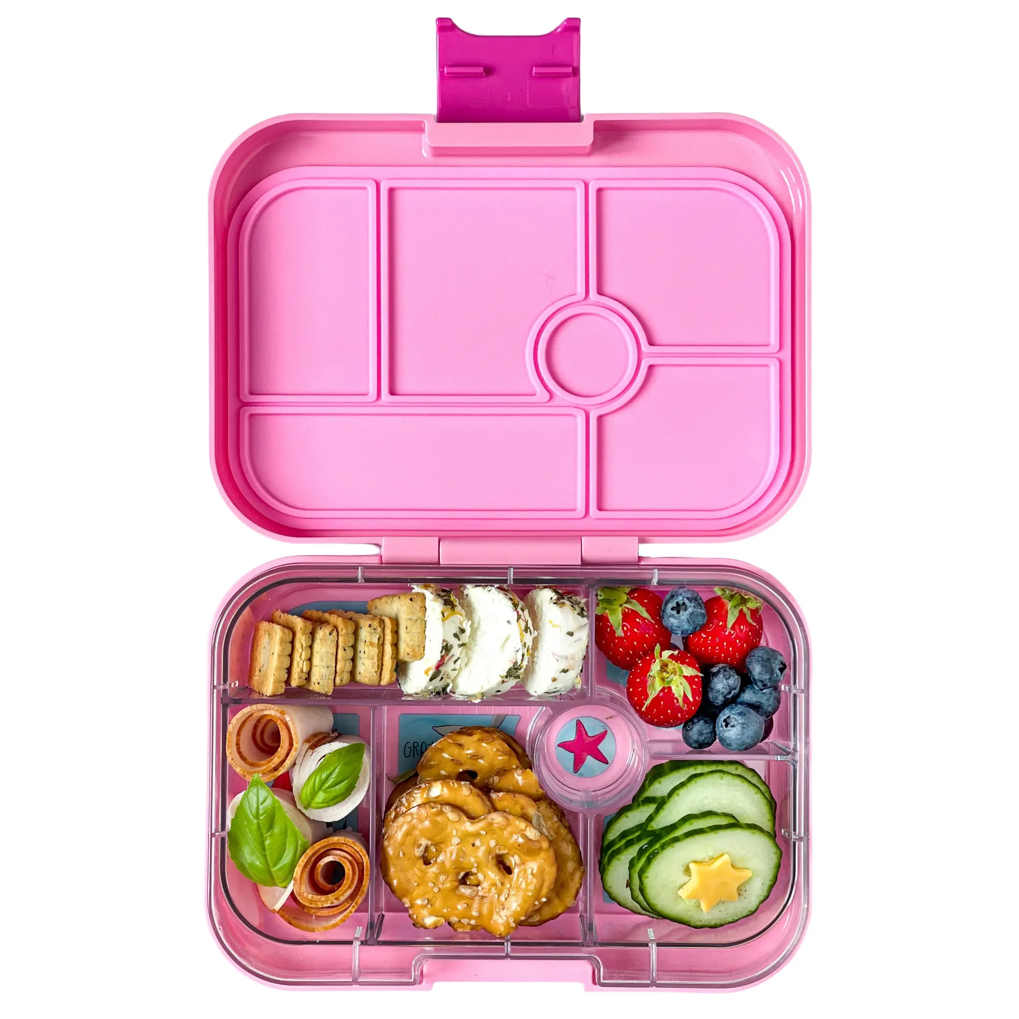 Yumbox Original Unicorn Tray – Leakproof Bento Lunch Box for Kids with 5 Fun Compartments + dip well, Power Pink
