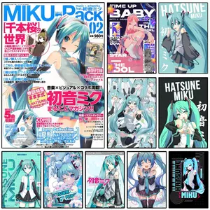 H-HATSUNE M-MIKU Poster Sticky Wall Art Printing Waterproof Modern Aesthetic Home Living Bedroom Decor Trendy Room Decoration Gift Durable High Quality Hatsune Miku Illustration Hatsune Miku Anime Artistic