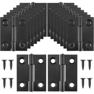 16Pcs 1.5 Inch Door Hinge, Stainless Steel Folding Butt Hinges with Mounting Screws for Cabinets, Furniture, Outdoor Windows, Crafts (Black)