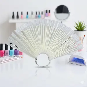 Professional Nail Swatch Fan Display Set, 50 Pcs Practice Nail Tips with Holder, Swatch Sticks for Nail Polish Testing, Portable Nail Art Training Tools for Salon & Home Use, High-Cost Efficiency.