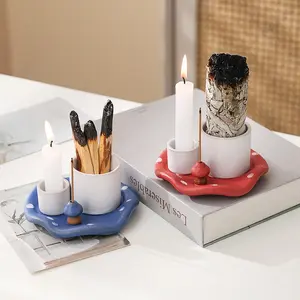 Nordic Style Mushroom Ceramic Reed Diffuser Holder, Solid Base Candlestick, Home Decor, Style, No Ca Prop 65 Warning