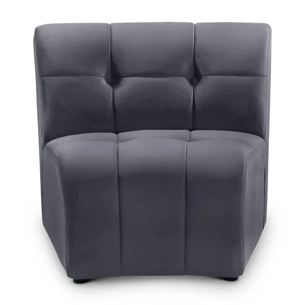 Contemporary Tufted Customizable Channel & Button Grey Velvet Modular Sofa Sectional - Indoor Modular Furniture Chair