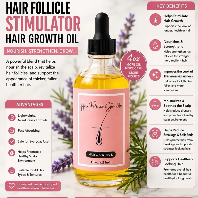 Hair Follicle Stimulator, Hair Growth Oil, Rosemary 4oz