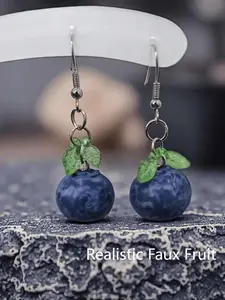 Cute Blueberry Earrings Set, Fruit Veggie Earrings, Fun Design, Perfect Gift Idea, Stylish Accessory for Women, Cute Jewelry for Everyday Wear, Trendy Jewelry