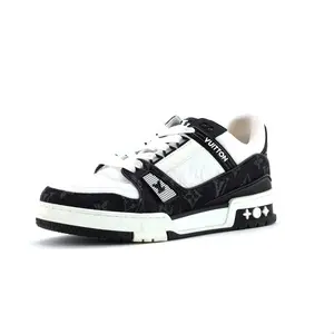Pre-owned Louis Vuitton Men's LV Trainer Sneakers Monogram Empreinte Leather and Monogram Denim by Rebag