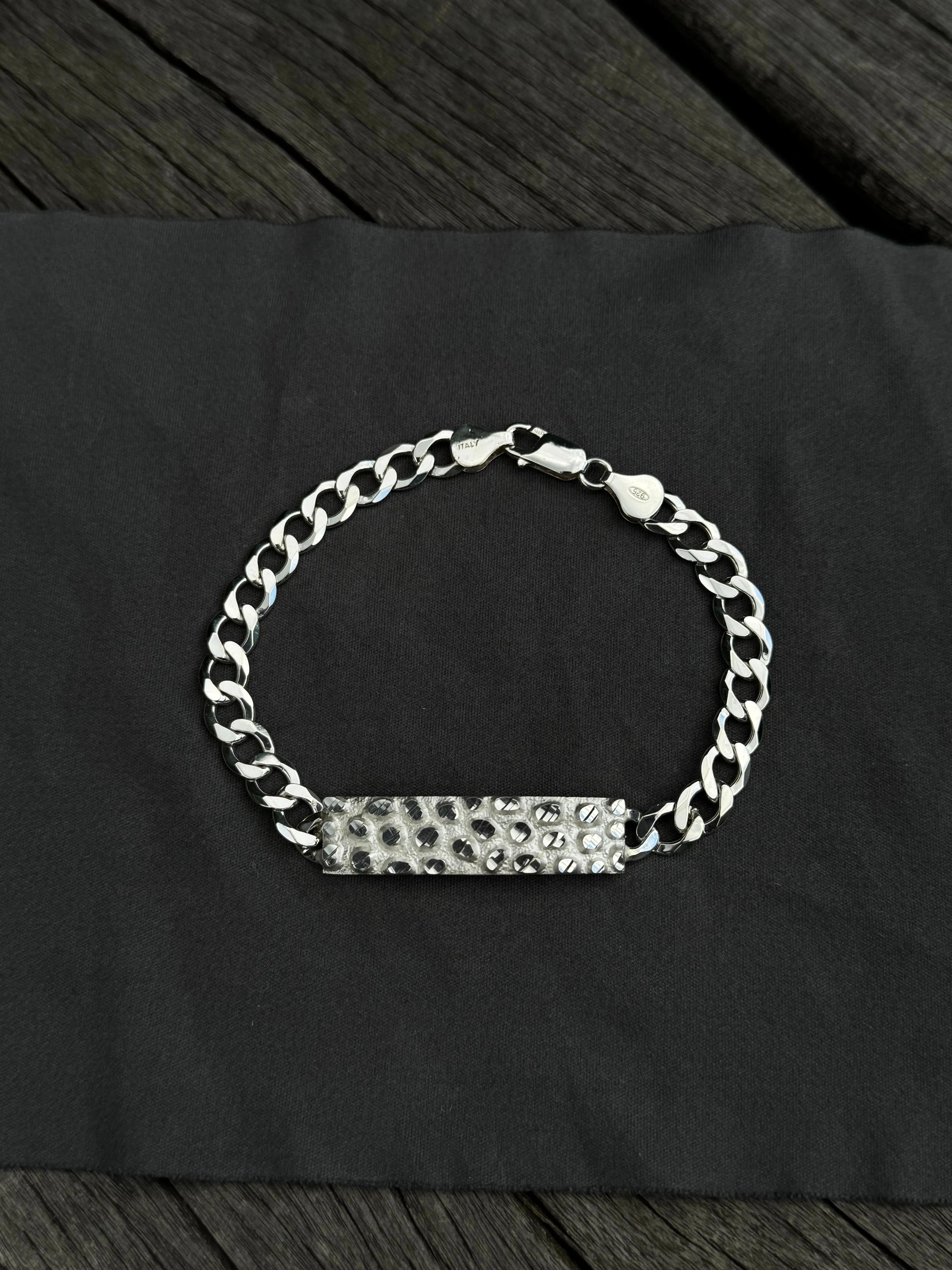 925 Silver Nugget Plate Bracelet