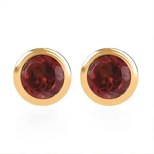 Shop LC D'Joy Poke Free Garnet 0.65 ctw Stud Earrings in 18K Vermeil Yellow Gold Over Sterling Silver