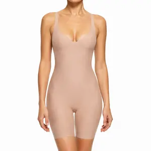 Unlined Deep V-Neck Boyleg Bodysuit Seamless 360° Full Body Shaper - Smooth Sculpting Bodysuit with Full Body Contouring & Invisible Fit