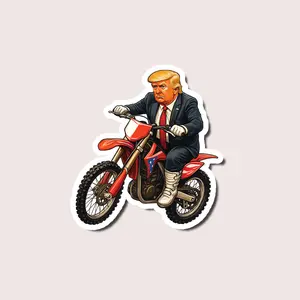 Trump Dirt Bike Sticker, Funny Political Motocross Decal, Patriotic Off-Road Biker Gift for Laptops, Helmets and Water Bottles