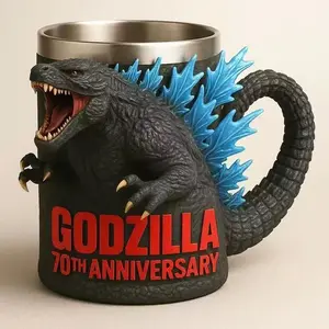 Godzilla 70th Anniversary Resin Coffee Mug, Limited Edition Collectible Drinkware, Durable, Sturdy, Reusable & Stylish Design, Perfect Gift Idea
