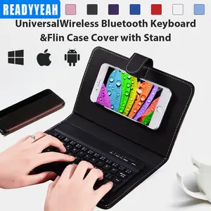 READYYEAH Universal Wireless Bluetooth Keyboard & PU Leather Case Cover with Stand for iPhone Huawei Xiaomi Tablet Android Mobile Phone Gaming Keyboard - Portable, High-Quality PCBA Board, Dustproof & Waterproof, 10M Range, 5 Million Key Life - Button