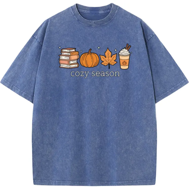 Cozy Season Shirt, Books Lover Fall Gift, Womens Pumpkin Season Shirt, Cute Pumpkin Shirt, Autumn Leaf Shirt, Fall Coffee Latte Shirt