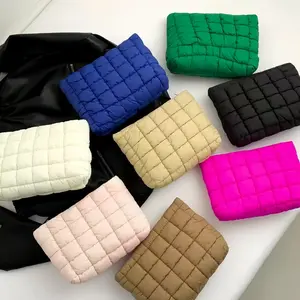 Stitching Pattern Makeup Bag, Casual Handbag Organizer, Travel Beach Summer Cosmetic Storage Pouch, Handheld Cosmetic Pouch, Women Accessories Travel Essentials