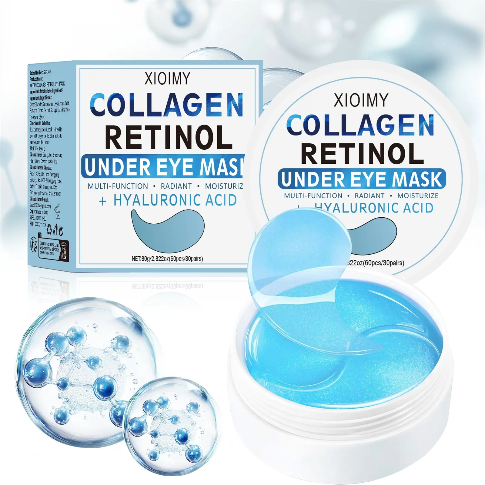 60pcs Collagen & Retinol Eye Mask, Hydrogel Collagen Hydrating Eye Patches, Intense Moisturizing, Deep Nourishment, Smooths Skin Texture, Reduces Dark Circles, Eye Care