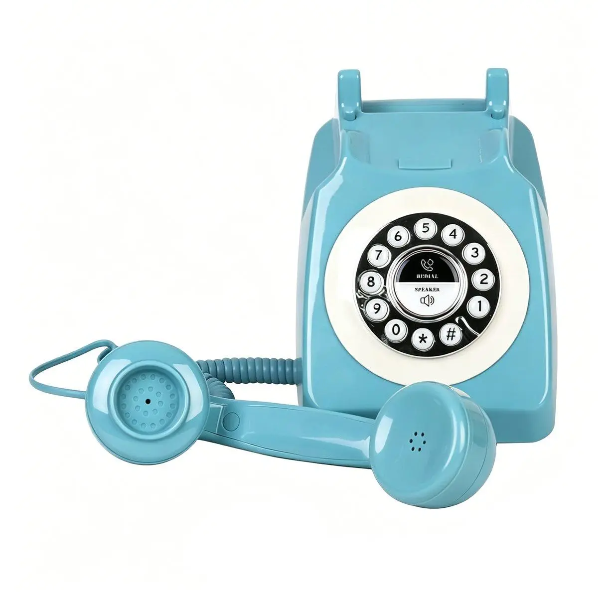 QYKF Classic Retro Bluetooth Desk Landline Phone, USB Rechargeable Cordless Home Telephone with Handset & Speakerphone