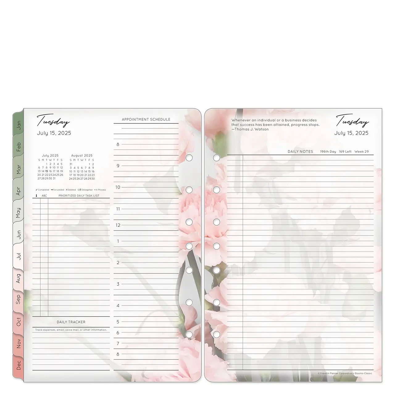 FranklinPlanner Blooms Two Page Per Day Ring-bound Planner