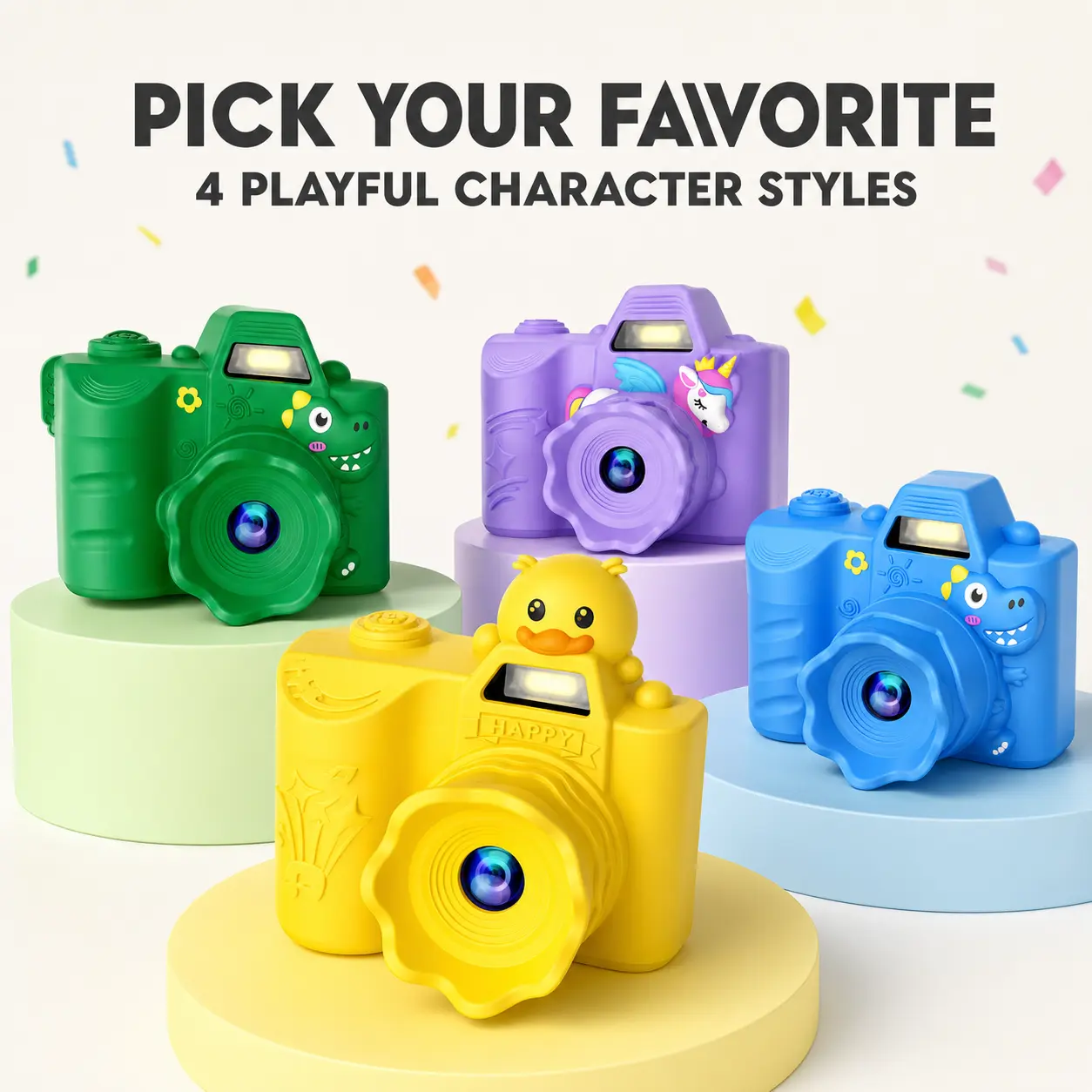 Lumakey Mini Digital Camera for Kids, Cute Cartoon Pocket Camera with Screen and Flash, Lightweight Travel Toy Camera with Wrist Strap and Keychain Clip, Yellow Duck, No Memory Card Included