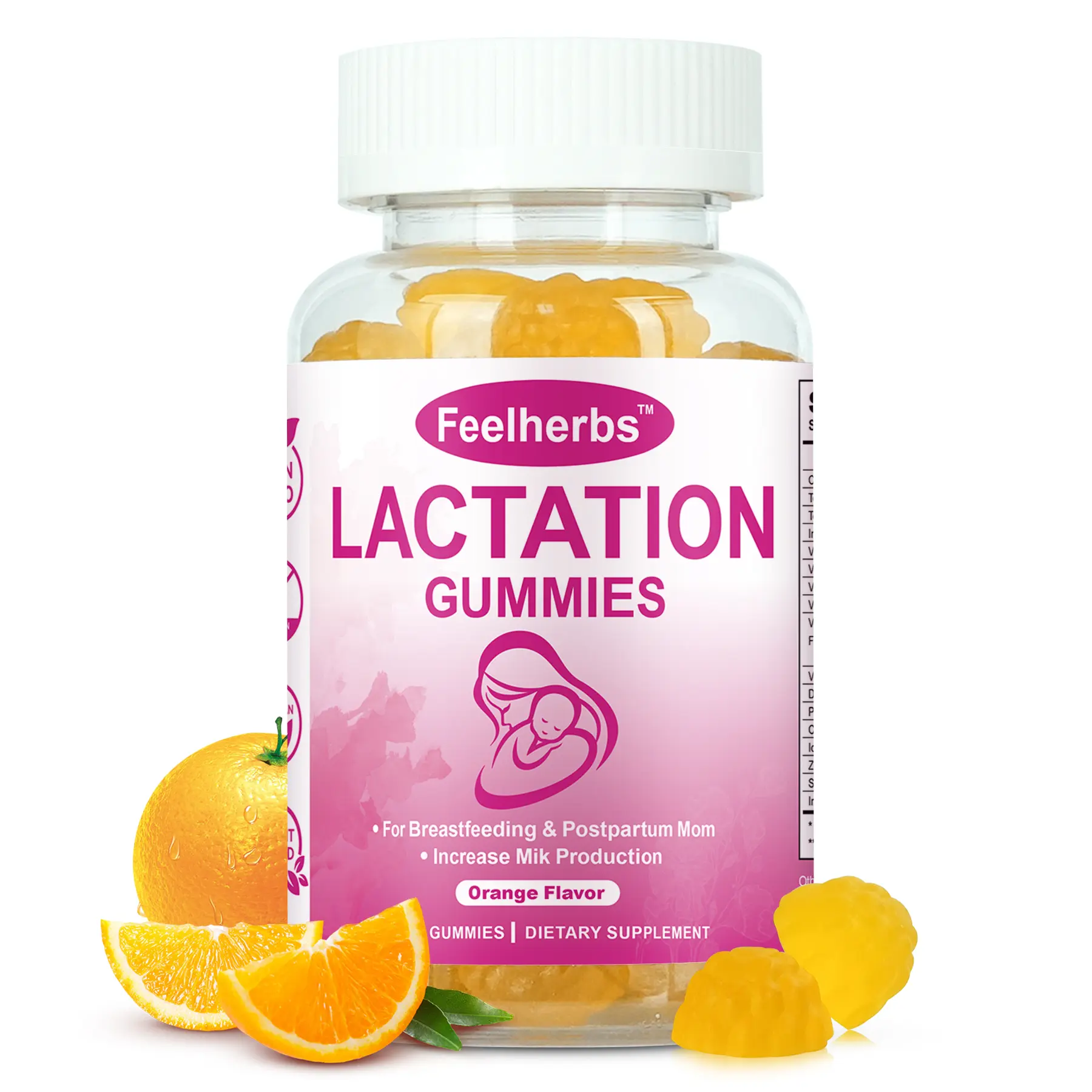 Lactation Gummies for Breastfeeding Women & Adults - Orange Flavor Postnatal Vitamins with Folate, Biotin, Multivitamins - 60 Count Convenient Monthly Supply for Postnatal Health Support & Energy Balance