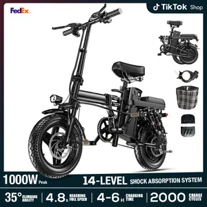 Black Technology Electric Folding Bicycle 500W Motor 48V 15Ah Battery 14-Level Shock Absorption 80Km Range Dual Disc Brakes UL2849 Certified Hardcore Cycling bikes tiktokshopspringglowup