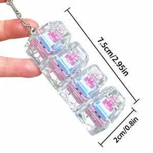 Satisfying Click Keychain: TransparentMechanical Toy with Rainbow Glow transparent design, keyboard keychain
