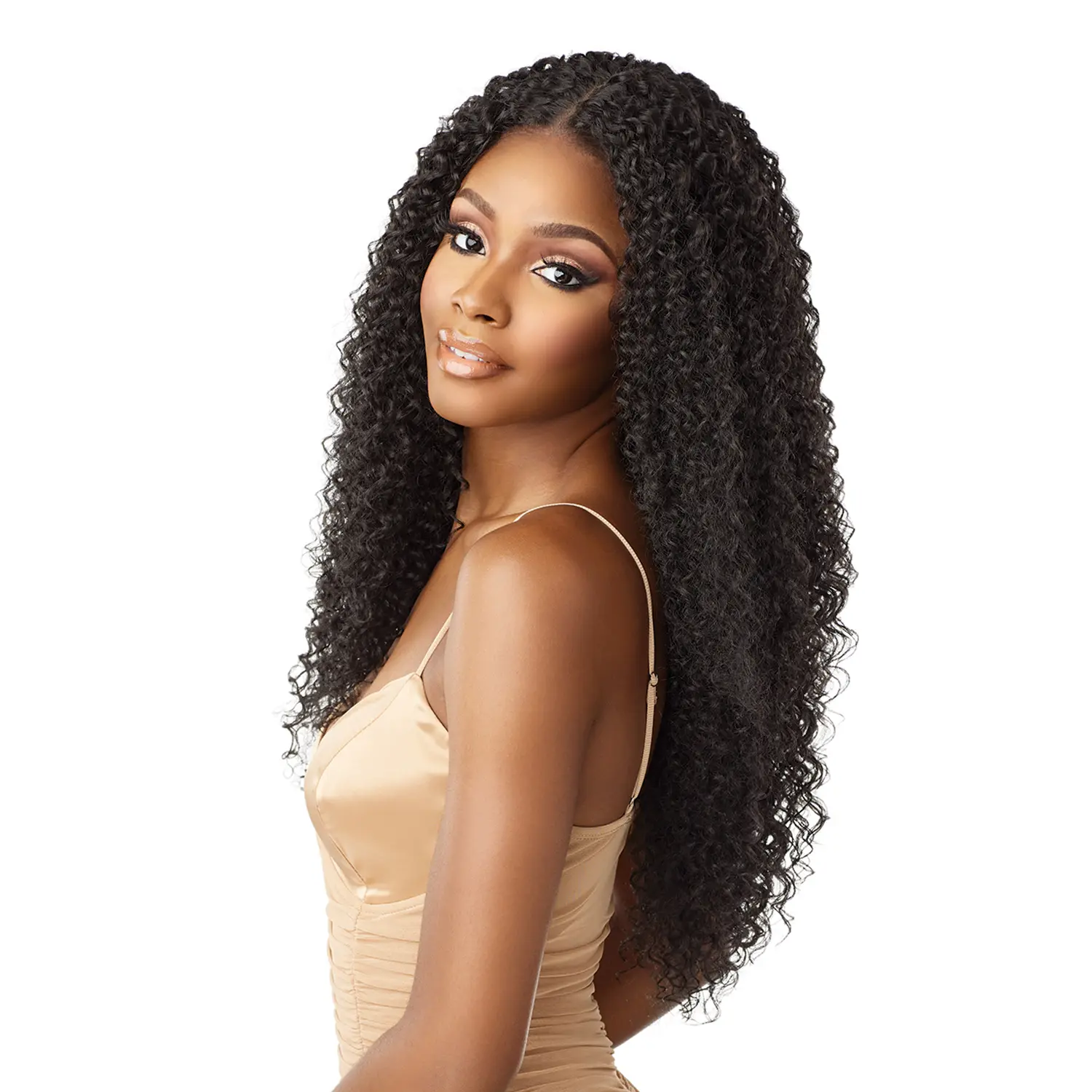 Sensationnel Butta Lace Unit 35 Curled Synthetic Fiber Frontlace Wig with Virtually Undetectable HD Lace, 5" Deep Part, and Pre-Plucked Baby Hair