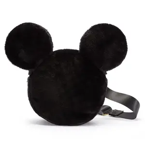 Disney Store Mickey Mouse Icon Plush Crossbody Bag – Black