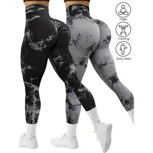 Women's2-PackSeamlessTie-DyeHighStretchSportsYogaLeggings,SportsWorkoutPants,ComfortableFitSportswearforGymandHomeWorkout
