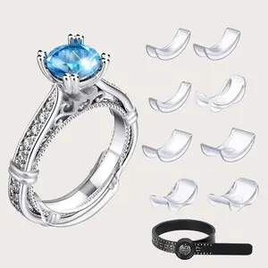 Ring Sizer Adjuster for Loose Rings, 8 Pack 8 Sizes, Ring Size Adjuster, Invisible Ring Guards for Women and Men, Ring Resizer with Polishing Cloth