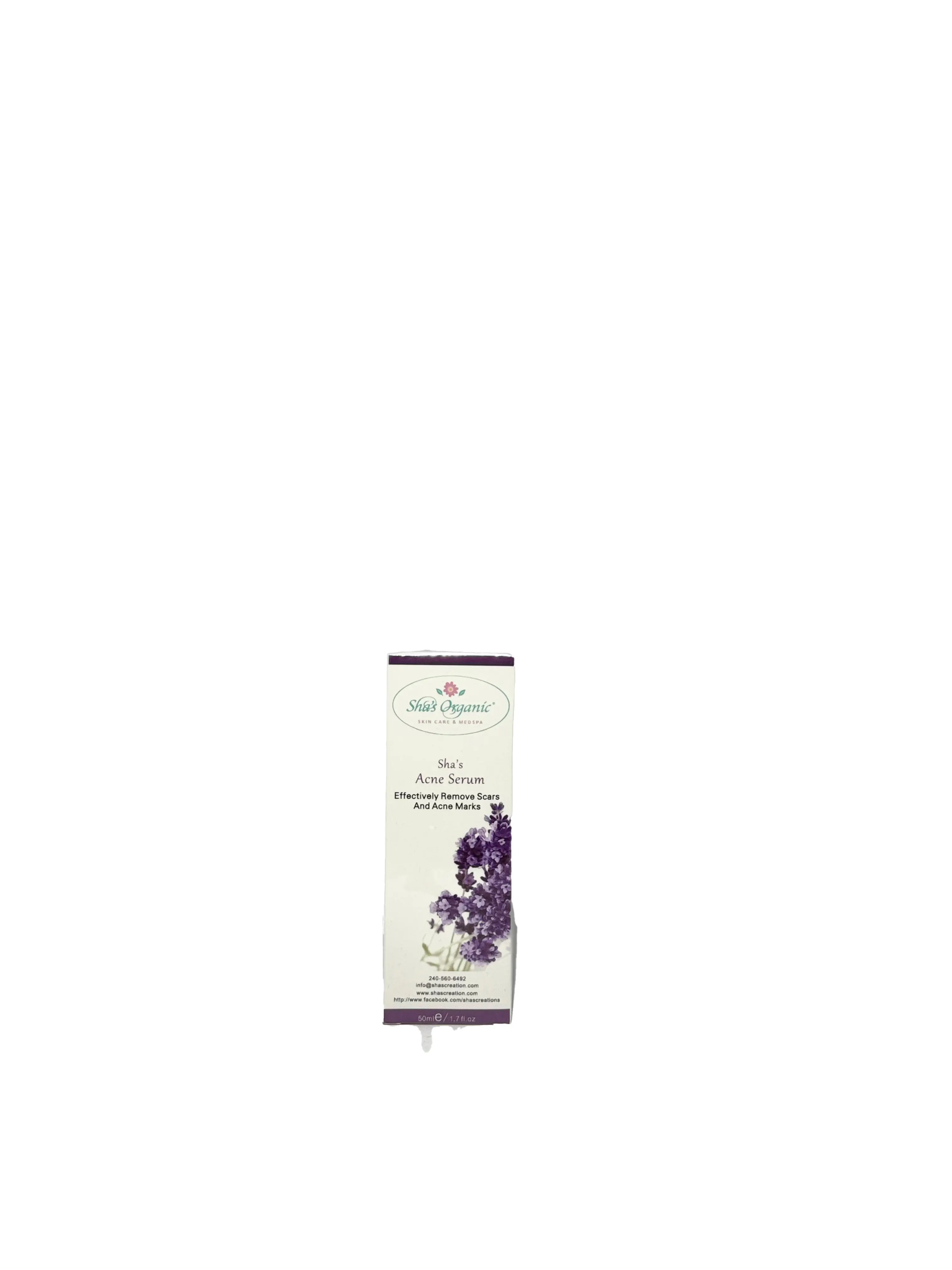 Sha's Organic Skincare 1.7oz Alcohol-Free Acne Serum Bottle - Acne Scar Treatment, Sophora Root Extract, Ginkgo Biloba Extract, Skin Repair, Hydrating Clearing Formula for Adults, Fragrance-Free (Single Item)