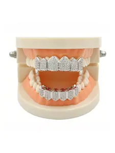 Hip Hop Style Full Diamond Teeth Grill, Tooth Gems, in Style with 8a Zircon Stones, Unique Rap Accessory for Trendy Looks, Durable Resin Material