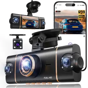Dash Cam Front and Rear Inside 4 Channel 360 View, Car Dash Camera, 1080P+720P*3 HD Car DVR Dashcam HD Automotive Dashcam for Cars, Ideal for Uber Taxi Drivers, Wireless WiFi Night Vision Parking Mode 32GB