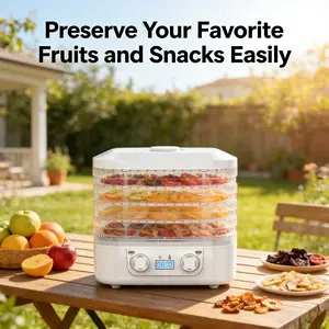 Food Dehydrator, Smart Timer & Temperature Control to Lock in Nutrition, Food-grade PP Trays, Low-Temperature Slow Drying to Preserve Original Flavor, Home DIY Healthy Snack Must-have, Suitable for Fruits, Vegetables & Meats