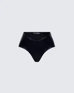 Zaria Black Vegan Leather Micro Short