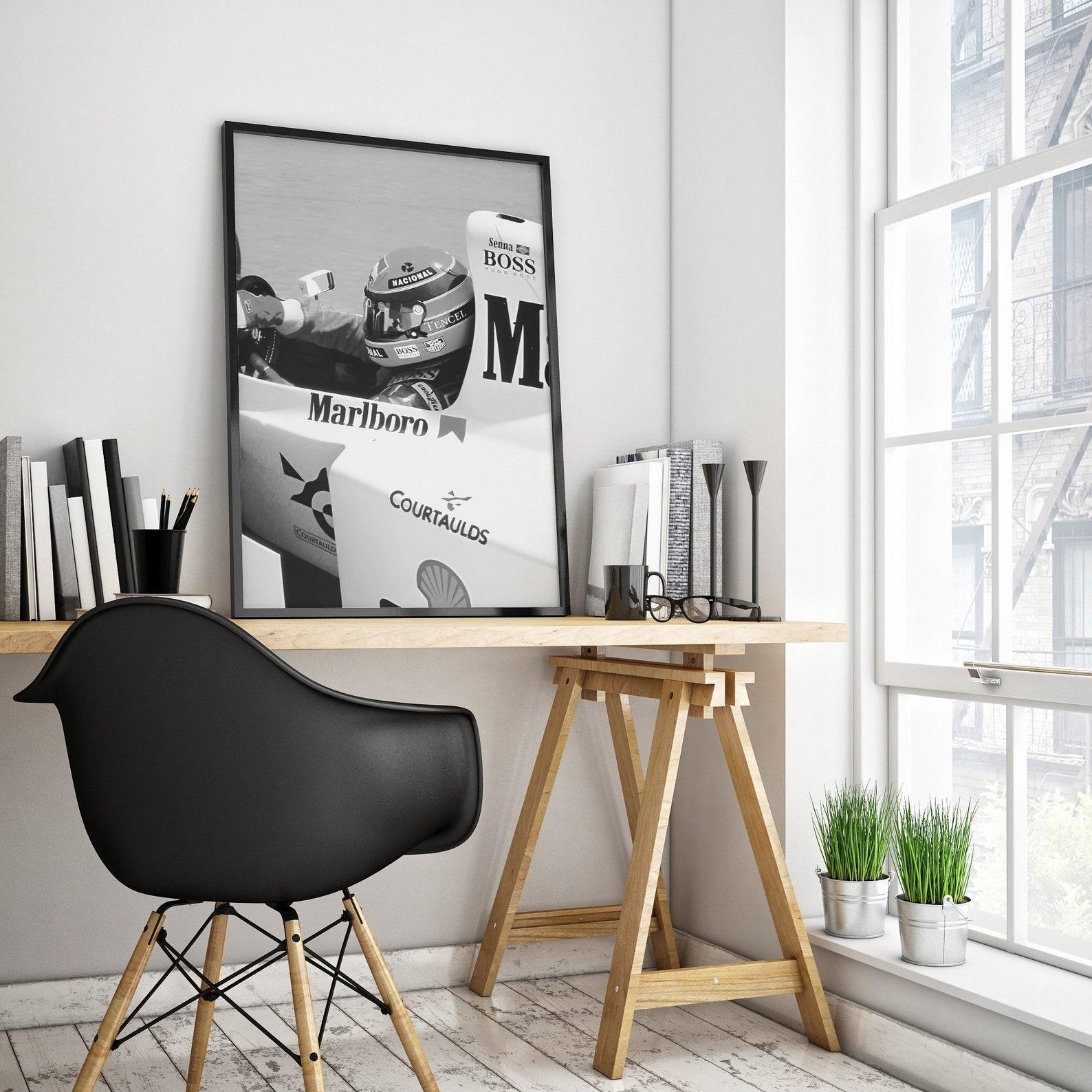Marlboro - Ayrton Senna Poster,black And White F1 Poster - Image 10