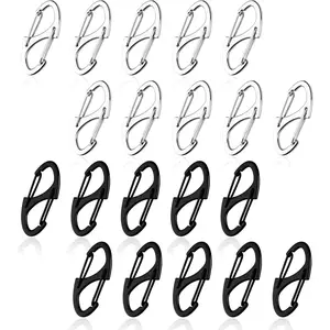 20Pcs Zipper Clips Anti Theft, Zipper Pull Replacement for Backpacks, Dual S Shaped Small Carabiner Clip Theft Deterrent for Suitcase, Keep Luggage Closed(Silver and Black)