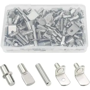 85 count Nickel Plated Shelf Bracket Pegs Cabinet Furniture Shelf Pins Support, 5 Styles