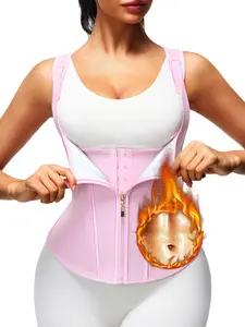Women's Sweat Waist Trainer, Daily Workout Belly Control Top, 6 Steel Bones Support, Posture Correction, Pain Relief, U-Neck Design