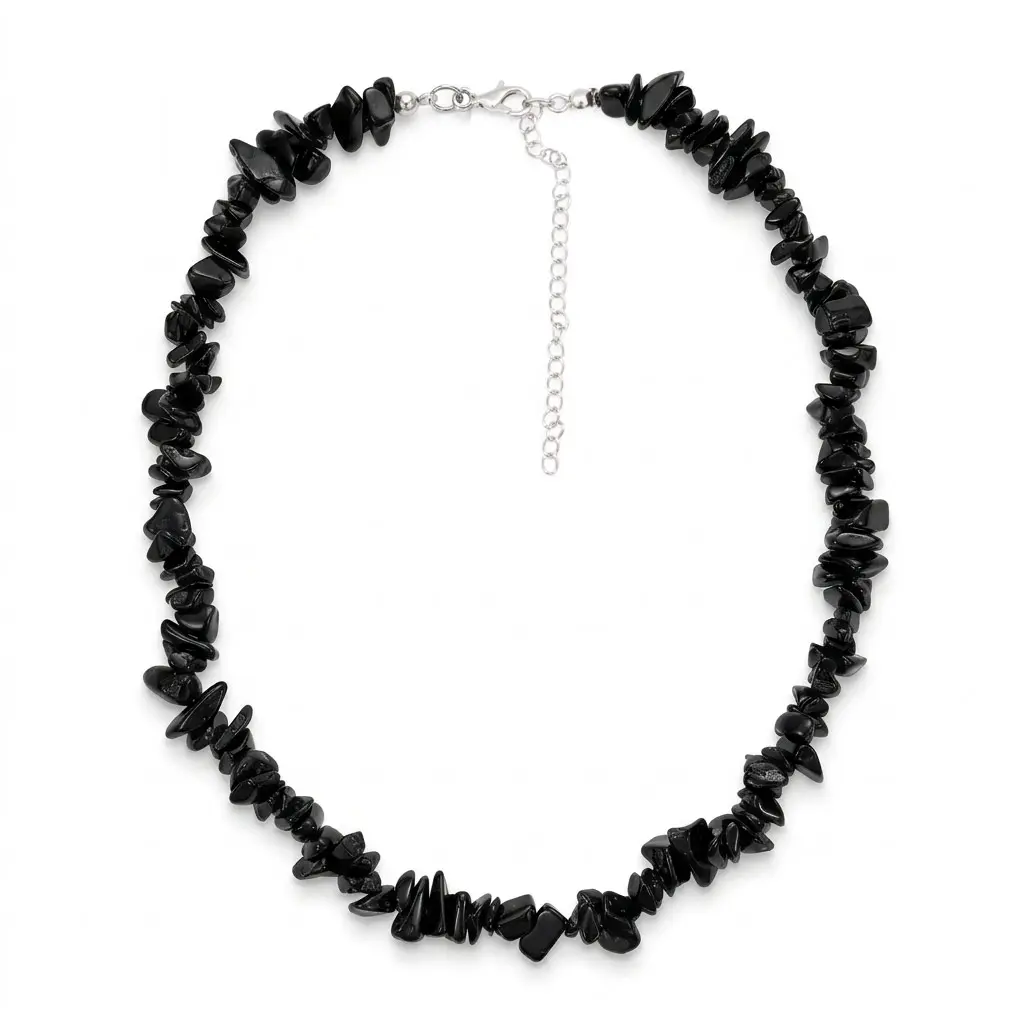 Shungite Chip Necklace 18 Inch EMF Grounding Crystal Jewelry
