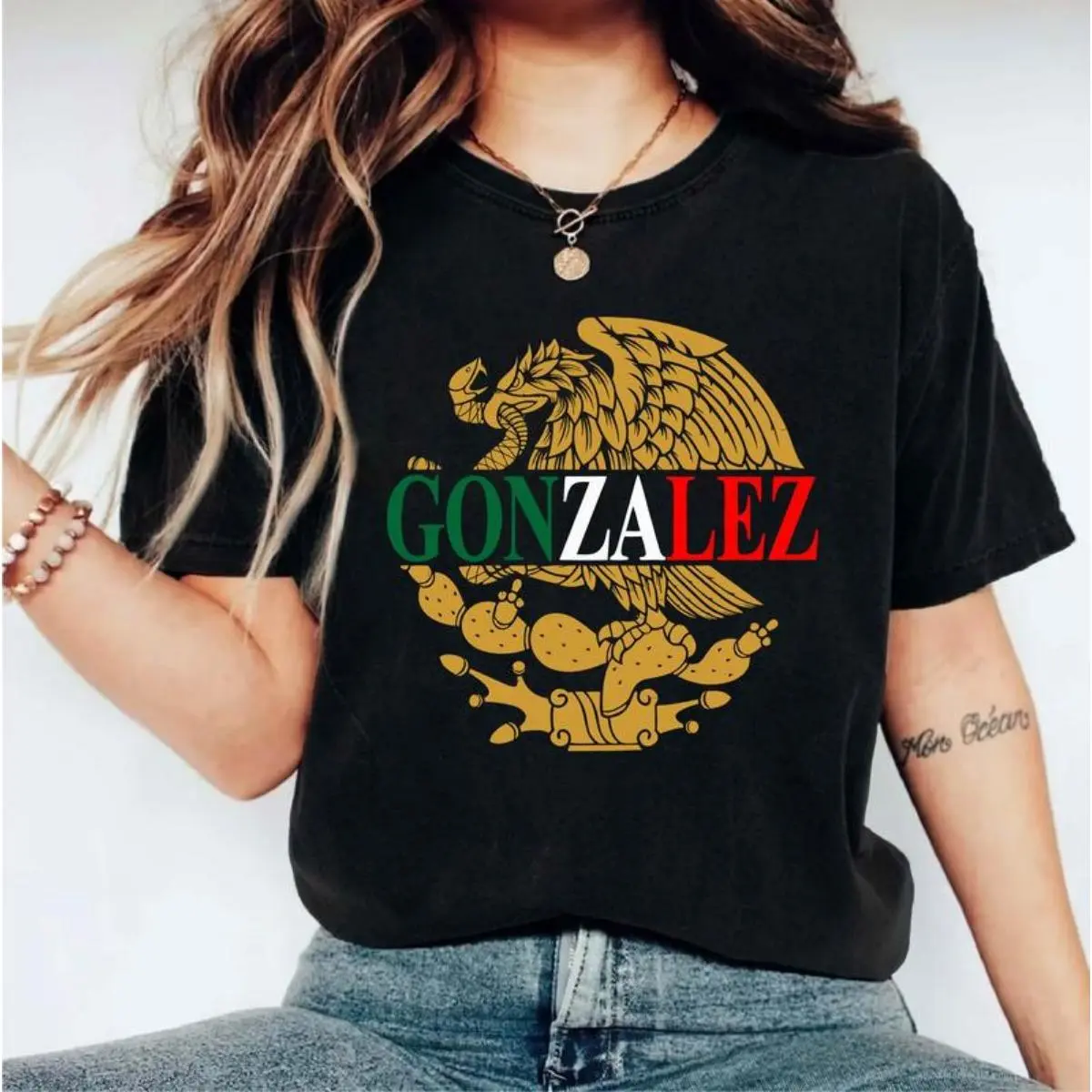 Mexican Eagle Pride Gonzalez Print T-Shirt - National Symbol Graphic Tees - Latino Heritage Gift - Soft Fabric - Cultural Celebration Apparel casual outfits