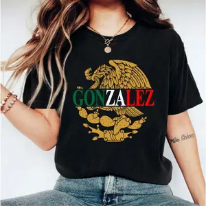 Mexican Eagle Pride Gonzalez Print T-Shirt - National Symbol Graphic Tees - Latino Heritage Gift - Cotton Soft Fabric - Cultural Celebration Apparel casual outfits