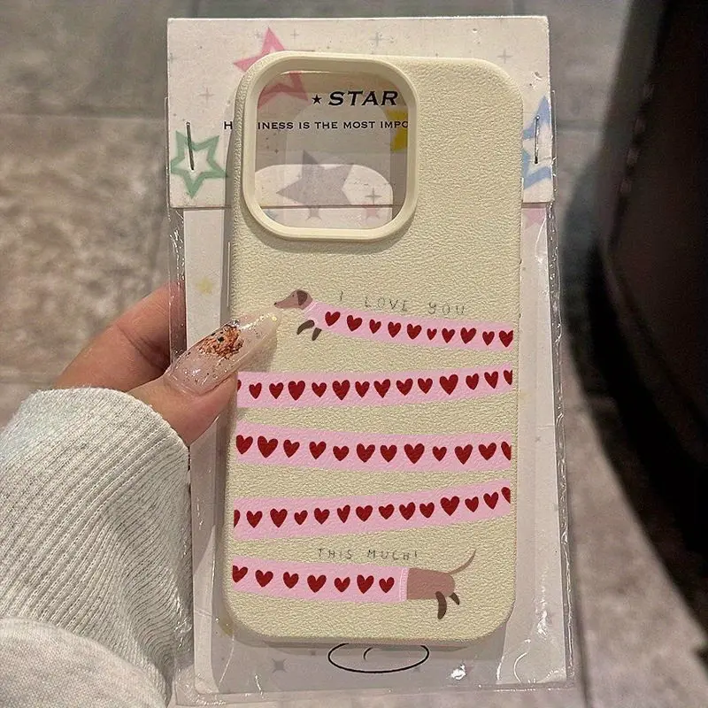 Creative and adorable dachshund pattern, anti-drop and anti-slip TPU phone case with large textured holes, suitable for iPhone 17, 16, 15, 14, 13, 12, 11, XS, X and other series models. Makes a great gift for friends or family., Smartphone, Handheld