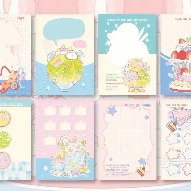 A6-C Memo Pad with Clear Crystal Cover 100gsm Writing Paper Featuring Candy Store Designs for Planning and Notes