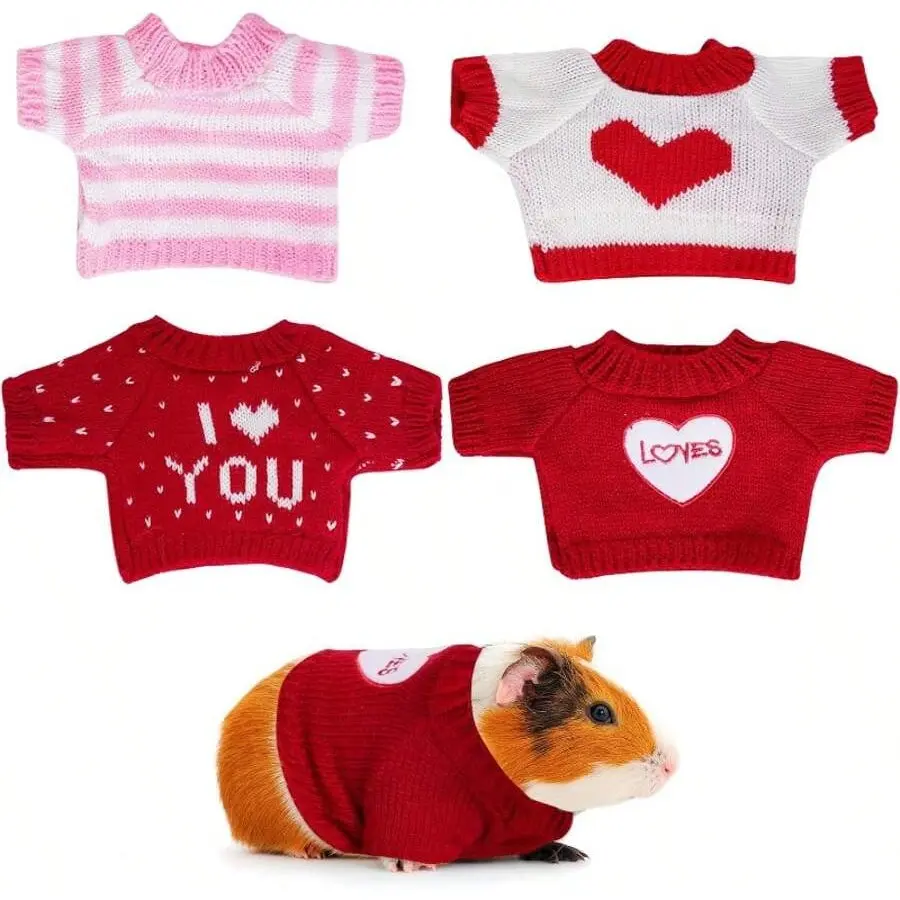 2-Pack Pet Sweaters for Hamsters, Chinchillas, Ferrets, Cozy Knitwear for Fall & Winter, Festive Animal Clothes, Comfortable Pet