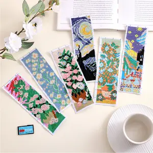 6-Piece DIY Cross-Stitch Bookmark Set - Floral Impressionist Painting Design, Embroidery Floss and Tools Included - A Complete Crafting Kit for Beginners and Book Lovers - The Perfect Reading Accessory Christmas Gift