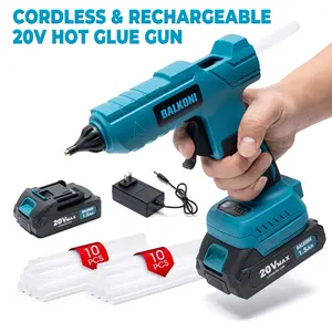 BALKONI Cordless Hot Glue Gun Kit | With 1x1.5Ah Battery & 20 Glue Sticks | Fast Heating, Anti-Drip, Safety Protection Design | For School Crafts, DIY Arts, Decorations, Quick Home Repairs