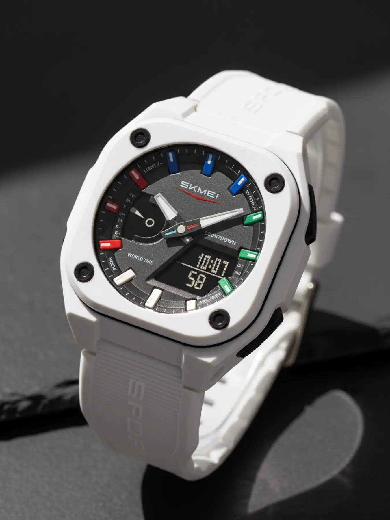 Skmei Multifunctional Electronic Watch, 5atm Waterproof World Time, Water Resistant Watch, Digital Display, Multiple Alarms, Countdown Timer, Casual Style, Digital Wristwatch, Casual Fashion Watch, Digital Watches