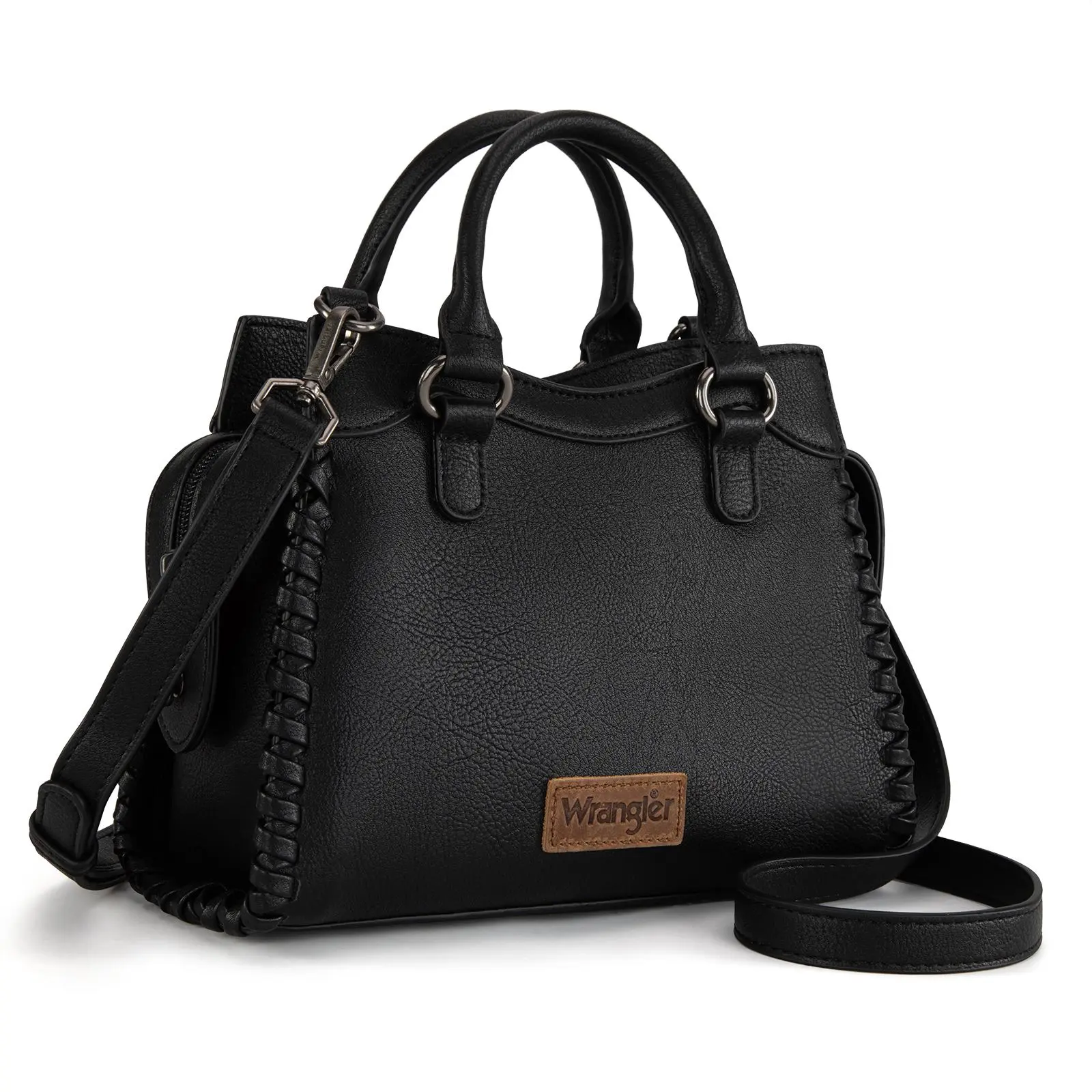 Wrangler Carry-All Whipstitch Braided Fall Purses for Women Small Crossbody Purse and Handbags with Detachable Strap & Secure Top Zipper Closure
