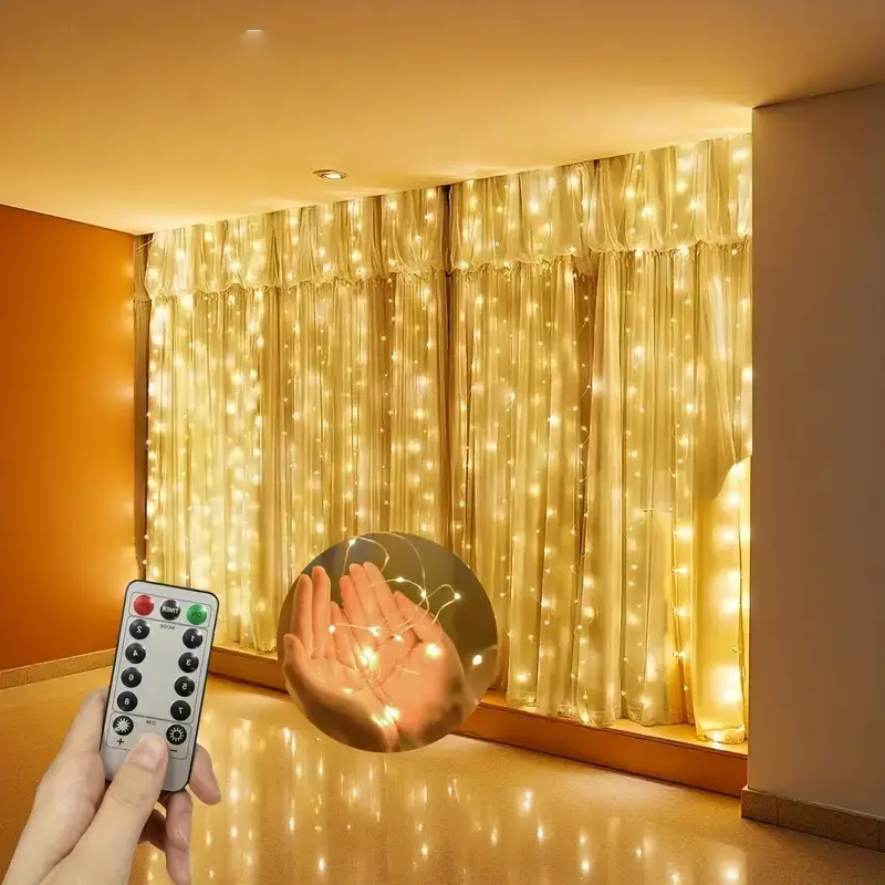 LED Curtain Lights Indoor 300 9.8ft X 9.8ft, Remote Control Timer Waterproof Outdoor String Lights, USB Powered Waterfall Window Lights, Dimmable Led Light, Adjustable Led Lights, Led Lighting